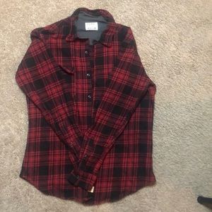 Red and black button down